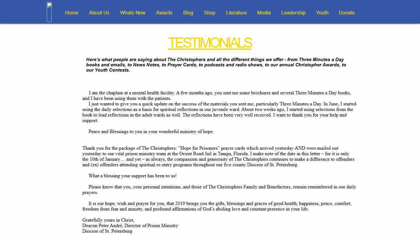 Testimonials thechristophers
