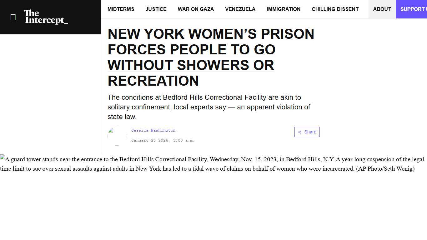 New York Women’s Prison Forces People to Go Without Showers or Recreation